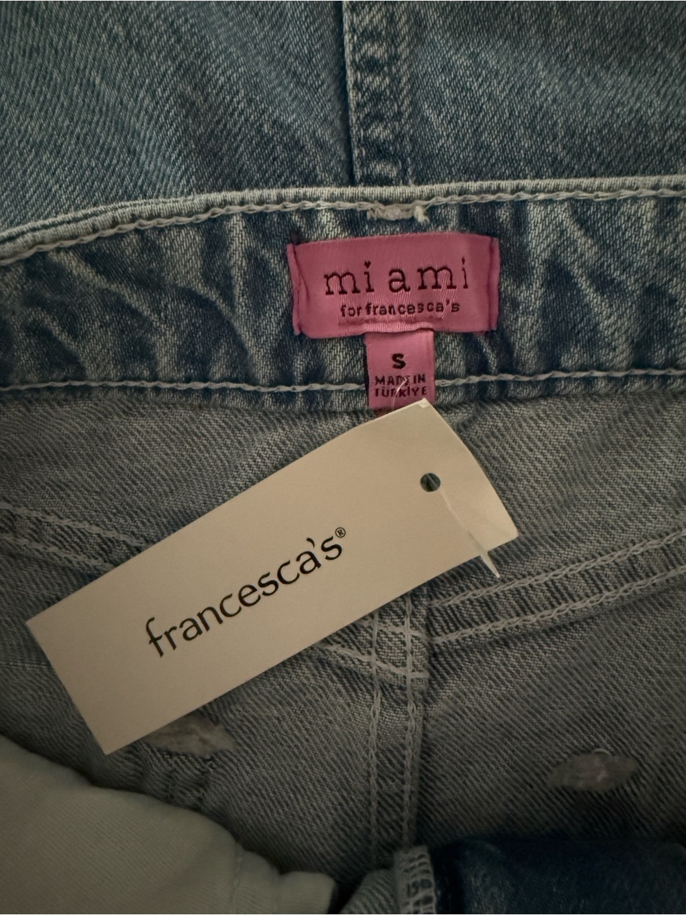 Francesca’s Light Wash Denim Midi Skirt with High Slit - Picture 3 of 3
